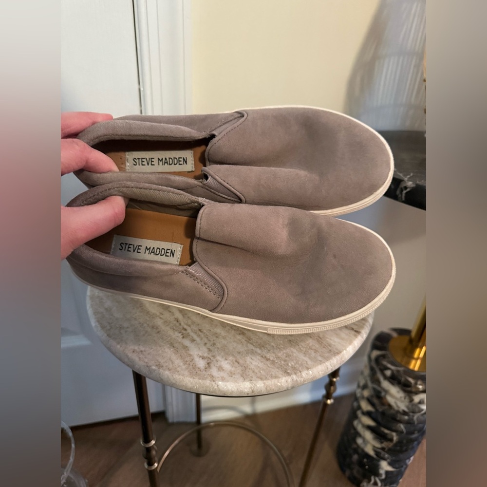 Steve Madden Gray Suede Slip-On Platform Sneakers - Picture 5 of 7